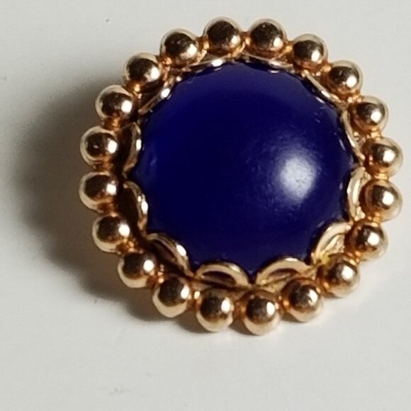 ✅Vintage Blue Lapis Round Cabochon Pendant gold metal Real gemstone Hand Crafted - Picture 5 of 10